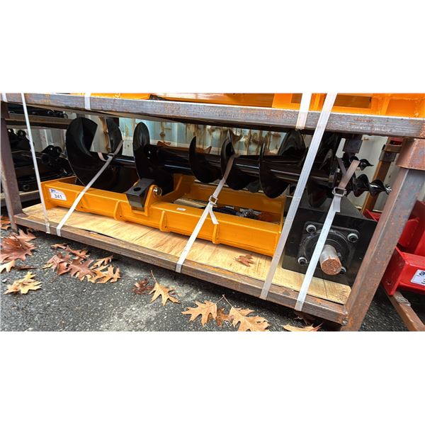 GIYI C-SM LXZ SKID STEER HYDRAULIC AUGER ATTACHMENT SET WITH 3 BITS- 8", 12" & 16"