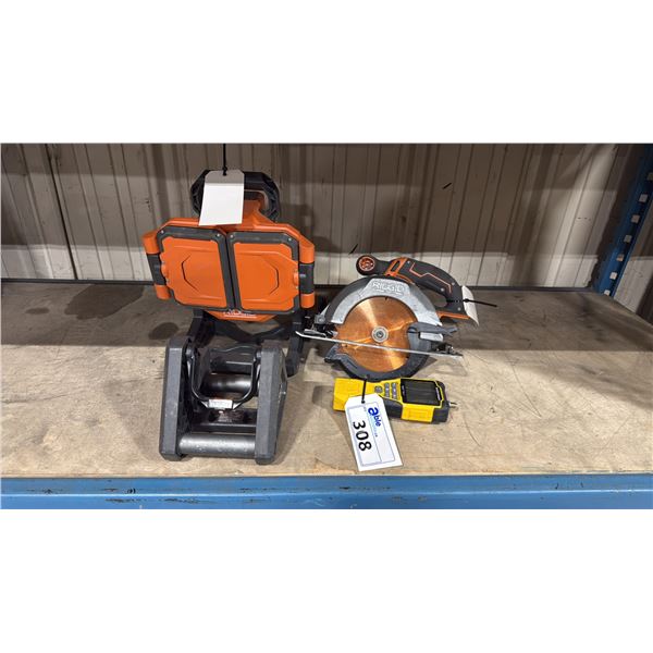 KLEIN TOOLS SCOUT PRO 3 DIAGNOSTIC TOOL, RIDGID PORTABLE LED WORK LIGHT WITH CLAMP *NO BATTERY*, &