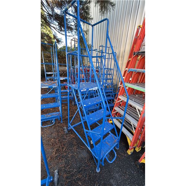 CANWAY 5H-20 HEAVY DUTY BLUE 5 STEP NARROW MOBILE WAREHOUSE STAIRS WITH 20" X 15" PLATFORM