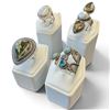 Image 1 : Four.925 Silver Gemstone Rings, Fire Opal, Chalcedony, Citrine & Peridot (47 mm)