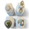 Image 2 : Four.925 Silver Gemstone Rings, Fire Opal, Chalcedony, Citrine & Peridot (47 mm)