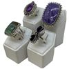 Image 2 : 4 New Rings * all stamped .925 * (Amazonite, Amethyst, Purple Charoite & Purple Copper Turquoise) Lo