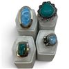 Image 1 : 4 New Rings * all stamped .925 * (Amazonite, Larimar, & Green Turquoise) Longest ring  is 35 mm * To