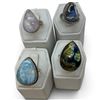 Image 1 : 4 New Rings * all stamped .925 * (Labradorite, Boulder Opal, Rose Quartz, & Larimar) Longest ring  i