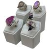 Image 2 : 4 New Rings * all stamped .925 * (Pink Cobalto Calcite, Rose Quartz, Pink Moonstone & Amethyst Cryst