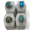 Image 1 : 4 New Rings * all stamped .925 * (Turquoise, Spiny Oyster Turquoise, & Blue Turquoise) Longest ring 