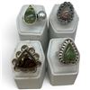 Image 1 : 4 New Rings * all stamped .925 * (Tiger's Eye, Aventurine,  Banded Agate, & Prehnite) Longest ring  