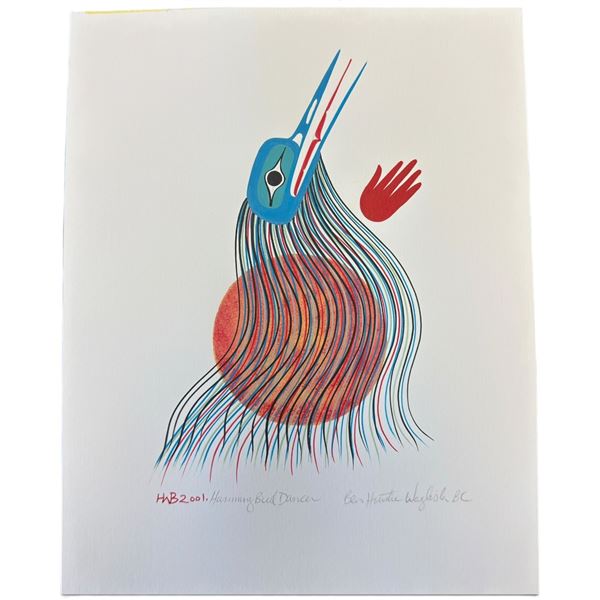 Signed Ben Houstie 2001 "Humming Bird Dancer" Original Painting on Paper (11 x 14 in.)