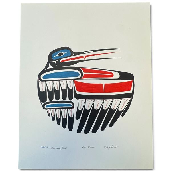 Ben Houstie 2001 Humming Bird Original Painting on Card Stock (14.75 x 18.5 in.)