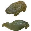 Image 2 : Carved Stone Turtle & Fish (turtle is 2" x 3" x 3/4") (fish is 1.5" x 3" x 1/4" and has a chipped ta