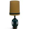 Image 1 : Impressive Oversize Mid-Century Drip Glaze Lamp with Original Shade - Fabric Wrapped Center & Shade