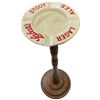 Image 2 : Vintage Turned Wood Ash Tray Stand with Enameled Labatt's Ashtray