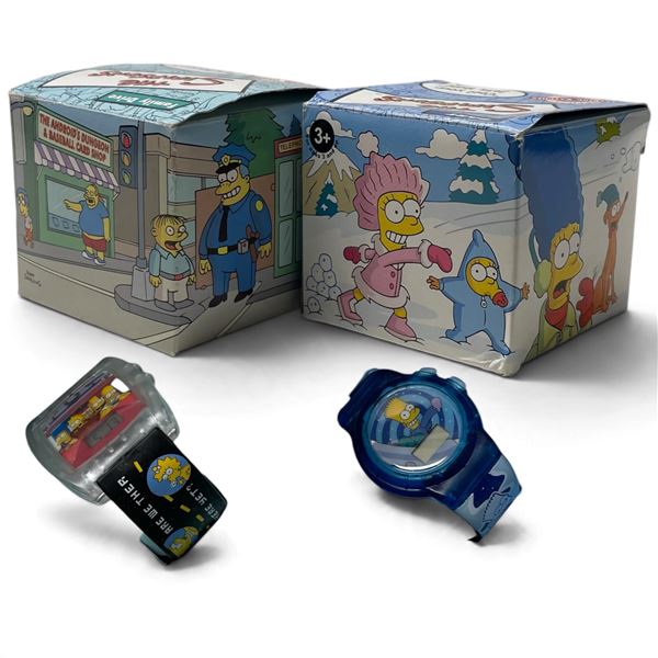 Two 2002 Burger King "The Simpsons" Tanking Watches in Original Boxes (Family Drive and Bart)