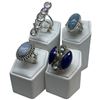 Image 2 : 4 New Rings * all stamped .925 * (Banded Agate, Lapis, Quartz Crystal, & Ocean Agate) Longest ring  
