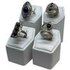 Image 2 : 4 New Rings * all stamped .925 * (Faceted & Cabochon Amethysts and Garnets) Longest ring  is 29 mm *
