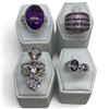 Image 1 : 4 New Rings * all stamped .925 * (Mystic Topaz, Amethyst Crystals, & Purple Copper Turquoise) Longes