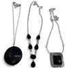 Image 1 : 3 New Necklaces with Black Crystal or Agates - Large Agate Pendant is 42mm  (Total weight without la
