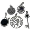 Image 1 : 5 New Gemstone or Crystal Pendants * All Stamped .925 * Total weight: 30.1 grams