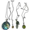 Image 1 : 4 New Gemstone  Necklaces * All Stamped .925 (Topaz crystal, Peridot, and more - Abalone pendant is 