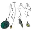 Image 2 : 4 New Gemstone  Necklaces * All Stamped .925 (Topaz crystal, Peridot, and more - Abalone pendant is 