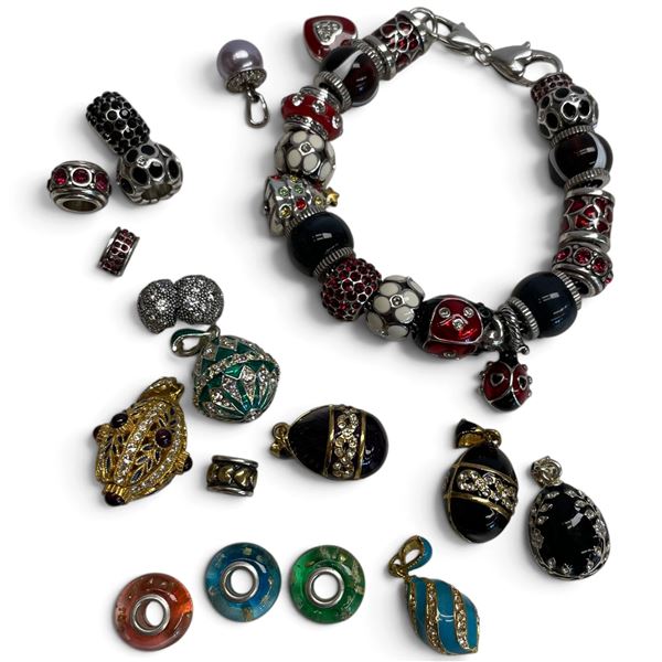 Enameled Pendants, Charms & Brighton Charm Bracelet (Bracelet has Brighton Logo)