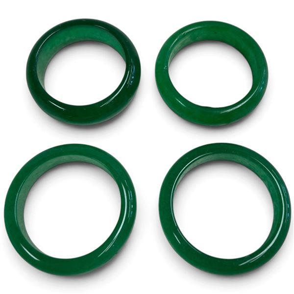 4 New Jade Green Rings - Average width of 5.4mm (2 size 8.5, 1 size 10 & 1 size 10.5)
