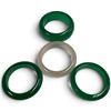 Image 1 : New - 1 Rose Quartz & 3 Jade Green Rings - Average width of 5.7mm ( 2 size 8, 1 size 9 & 1 size 10)