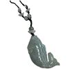 Image 2 : Hand Carved Green Jadeite and Lavender Jadeite Fish Pendants on Beaded Cords - Green Pendant is 31mm