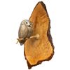 Image 2 : Hand Carved Owl Sculpture by C. Hiebert Mounted on a Live Edge Wall Plaque - 7" x 9" x 17" tall