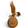 Image 1 : Carved Wood Eagle Sculpture Wall Clock by C. Hiebert - 2" x 7" x 16" tall