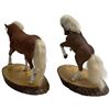 Image 3 : 2 Casey Hiebert Hand Carved Horse Figures on Burl Wood Bases- Rearing Horse is 9" tall on a 8" x 5"