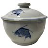 Image 4 : Blue and White Fish-Decorated Dish Set with Covered Bowl