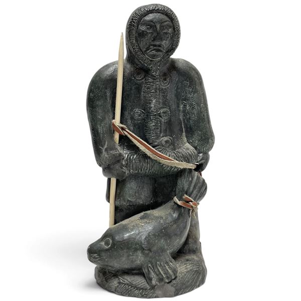 Wolf Original Canadian Hunter and Fish Sculpture - 11" tall