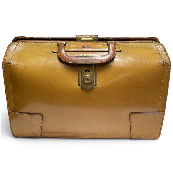 Large Brown Leather Satchel Briefcase with Top Handle