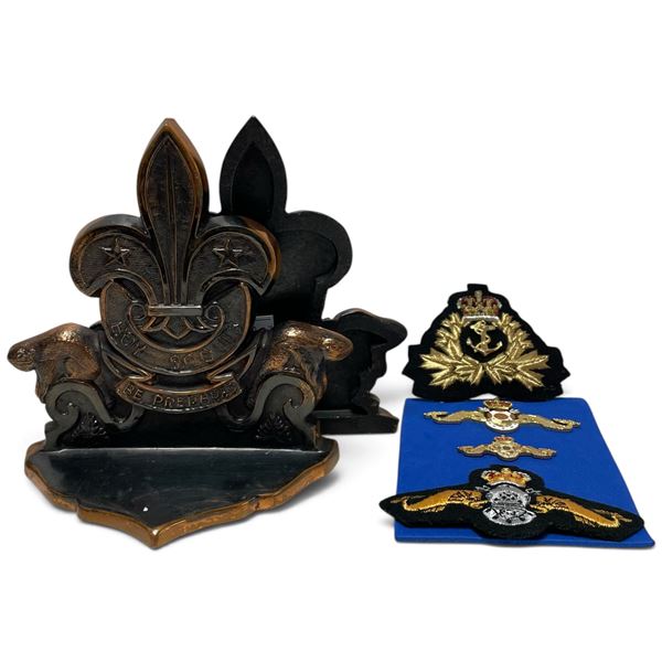 Boy Scouts Fleur-de-Lis Bookends with Embroidered Insignia