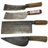Image 1 : Four Wood-Handled Kitchen Cleavers and Knives