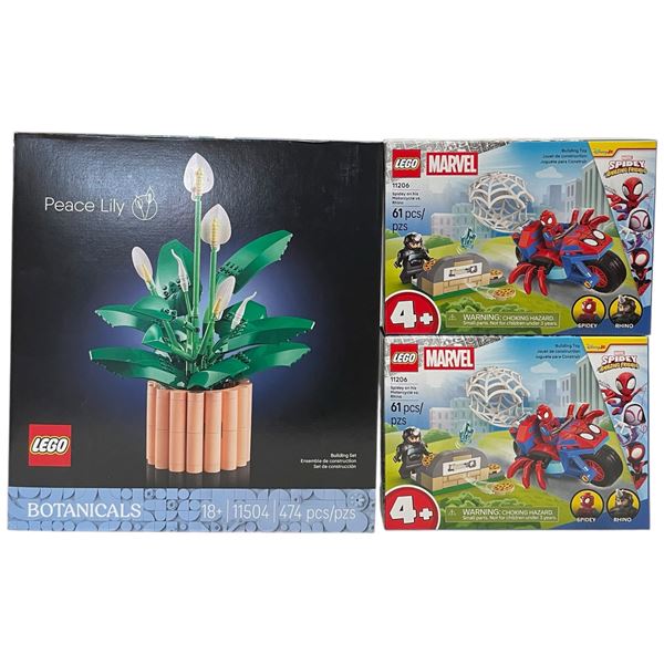 New LEGO Botanicals Peace Lily 11504 with Two Marvel Spidey 11206 Sets