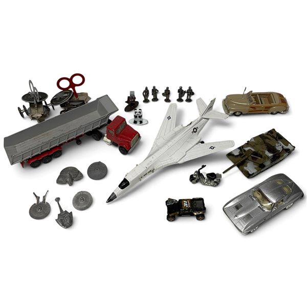 Assorted Toy Vehicles, Aircraft, Spacecraft and Knight Figurines
