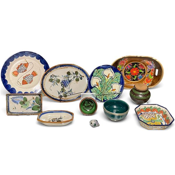 Hand-Painted Ceramic Pottery with Decorative Tray