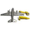 Image 1 : Silver Airplane Toy with Three Yellow Toy Trucks