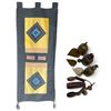 Image 1 : Embroidered Textile Hanging with Metal Bells and Wooden Ornaments