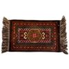Image 1 : Woven Geometric Pattern Rug with Fringe - 12.5" x 21"