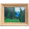 Image 1 : Framed Garden and Lake Landscape Artwork