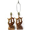 Image 1 : Pair of Carved Wooden Fish Table Lamps by C. Hiebert