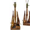 Image 3 : Pair of Carved Wooden Fish Table Lamps by C. Hiebert