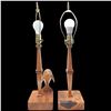 Image 2 : Pair of Carved Wooden Dolphin Table Lamps by C. Hiebert