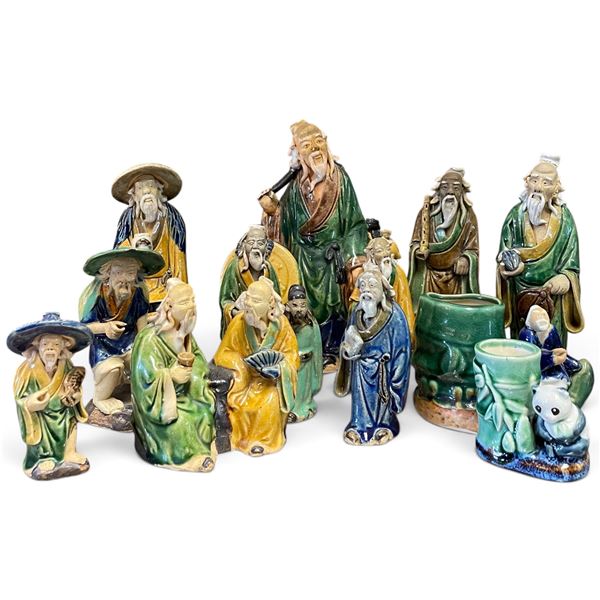 Assorted Glazed Ceramic Figurines and Open Vessels