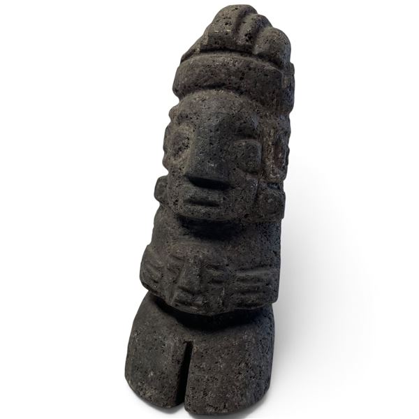Dark Carved Tiki-Style Figure
