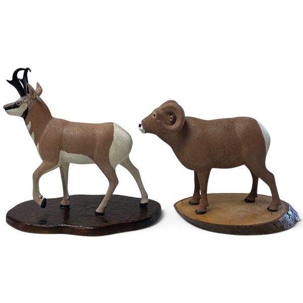 C.E. Hiebert Pronghorn and Bighorn Sheep Wildlife Figures