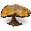Image 1 : Live-Edge Wood Slab Side Table with Sculptural Wooden Base, H17.5" x 21" x 21"